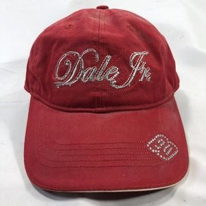 Dale Earnhardt JR Womens Rhinestone Hat Cap Chase Authentics One Size Fits Red